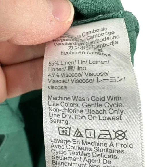 J. Crew Green Linen Blend Short Sleeve Button Front Belted Shirt Dress XXS NWT - Picture 4 of 8